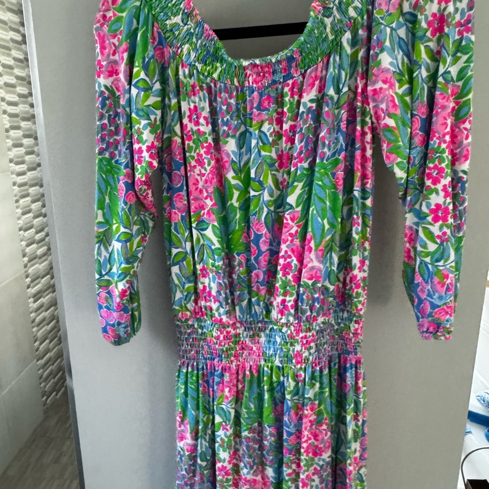 Lilly Pulitzer Floral Romper in Pink and Green